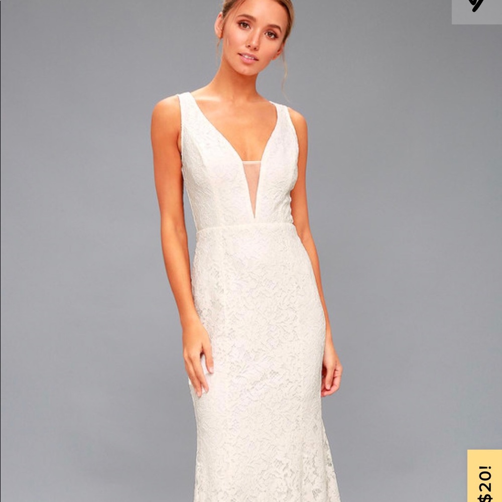 Lulu’s Everly White Lace Dress Sz M NWT